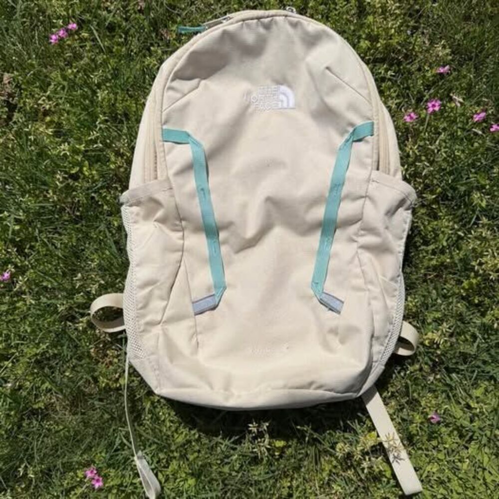 The North Face Vault Laptop Backpack Cream Granola Girl Hiking Outdoor